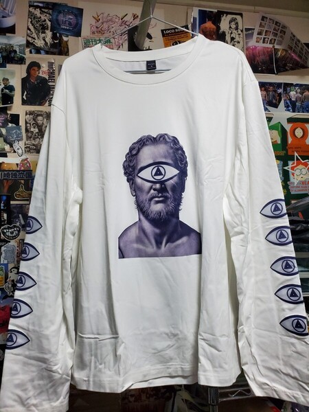 新品│1点のみ│1つ目彫刻、サイクロプス│輸入ロンT、長袖Tシャツ│海外インポート品│海外サイズXL(JP-XXL)│白│HIPHOP│ストリート