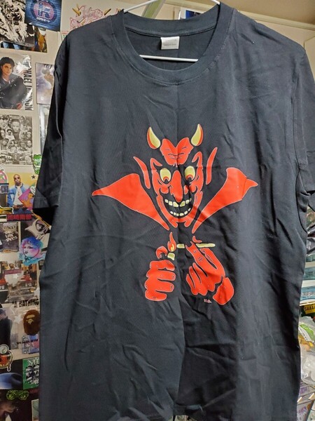 新品│100%コットン│レトロスモーキングデーモン│カートゥーン悪魔│輸入Tシャツ│海外インポート品│海外サイズS(JP-L)│黒│ブラック