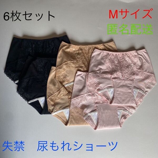 6枚組 Mサイズ 尿漏れパンツ 20cc 失禁ショーツ 軽失禁 安心ショーツ 女性用 失禁パンツ レディース 婦人用a