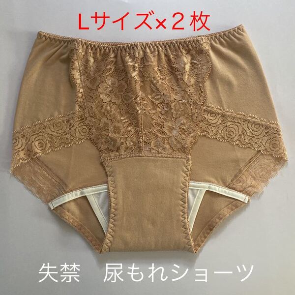 2枚組 L 尿漏れパンツ 20cc 失禁ショーツ 軽失禁 ベージュ 安心ショーツ 女性用 失禁パンツ レディース 婦人用