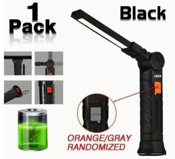 ★最安値★強力COB ワークライトLED USB充電式 折り畳み 360度回転 側面マグネット バッテリー残量インジケーター付 ハンディライト