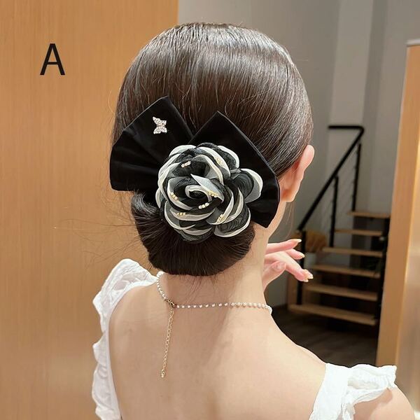 ヘアアクセサリー シュシュ フラワーかんざし お団子 ヘッドドレス 髪飾り 成人式 卒業式 バレッタ 浴衣髪飾り シュシュ