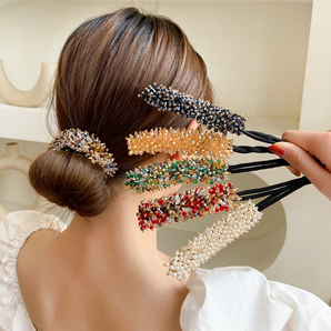 パールのヘアアクセサリーレディース ヘアツール ボールヘッド 花のつぼみ おだんごヘア ヘアアクセサリーバレッタ ヘアクリップ ヘアピン
