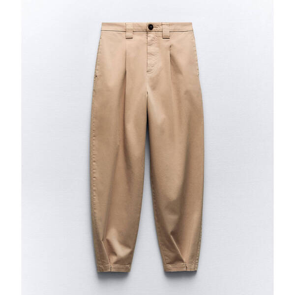 ZARAザラ バルーンフィット ベージュ テーパードチノパンツLサイズ