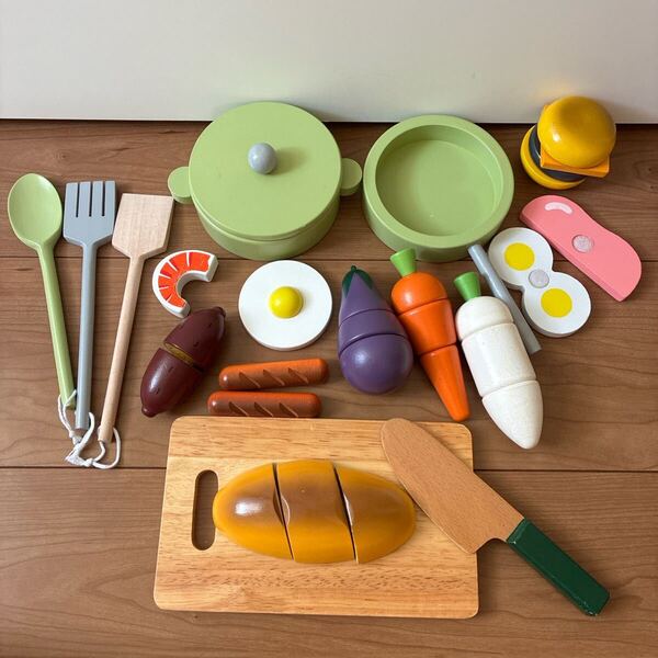 ままごとセット 木製 木のおもちゃ 調理器具 食材 卵 目玉焼き エドインター woody puddy 送料無料 即決 匿名配送