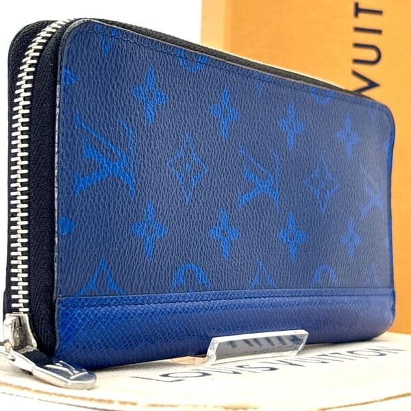 現行◆LOUIS VUITTON ルイヴィトン ヴェルティカル タイガラマ 長財布 ジッピーウォレット ラウンドファスナー ブルー モノグラム メンズ
