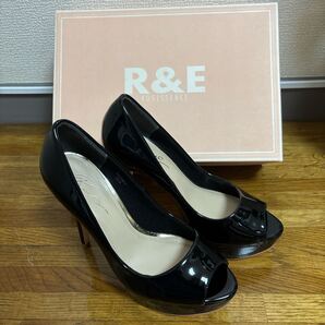 ☆美品☆R&E エナメルブラック ハイヒール 23.5cm パーティー コンテスト