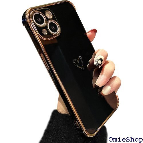 ZTOFERA iPhone 14 用 ハートケース 性 心パターン 携帯カバー ワイヤレス充電対応 ブラック 842