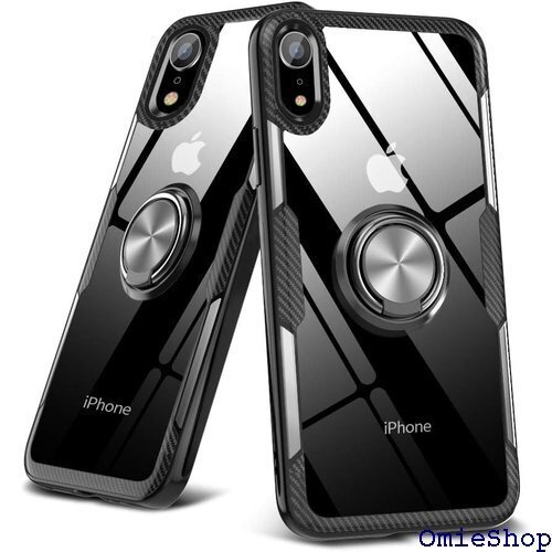 iPhone XR 用ケース リング付き 耐衝撃 ガラ 防止 スリム アイフォンxr用カバー 銀黒 YZ1-74 864