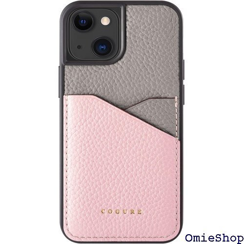 コグレ iPhone14 ケース 本革 シュリンクカー ゃれ ギフトボックス付き COPC2 グレージュ+ピンク 1208