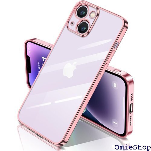 iPhone14 ケース クリア 透明 アイフォン14 枠 薄型 軽量 メッキ加工 ソフト 人気 ローズゴールド 1296