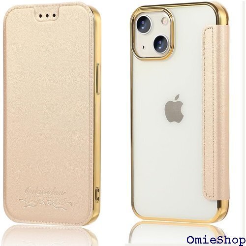 iPhone15 用 ケース 手帳型 クリア 高級なP イフォン15 用 手帳カバー iPhone 15きんいろ 1370