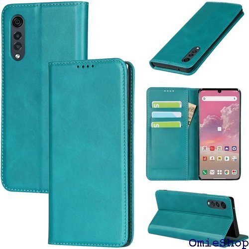 lg velvet l-52a ケース 手帳型 ドコモ a カードスロット、キックスタンド レザー スカイブルー 1445