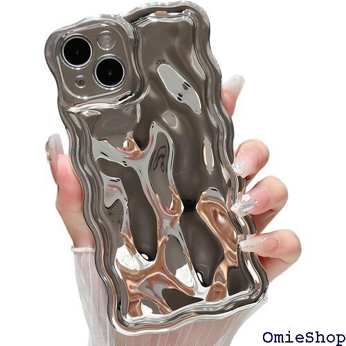 ZTOFERA iPhone 14 用 波型ケース カ フォン14 ケース 女子 女性 携帯カバー - シルバー 1672