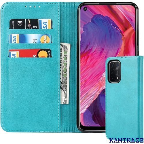 oppo a54 5g ケース 手帳型 oppo a5 型 カードスロット、キックスタンド レザー スカイブルー 1666