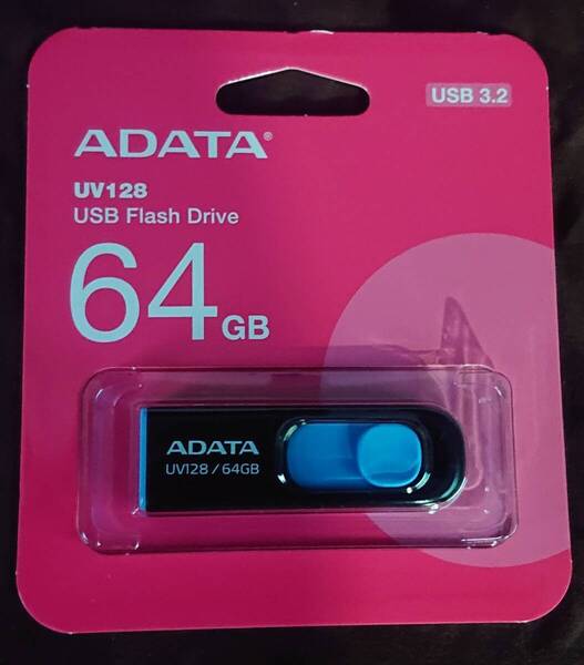ADATA Technology USB3.0直付型フラッシュメモリー DashDrive UV128 64GB (ブラック+ブルー) AUV128-64G-RBE
