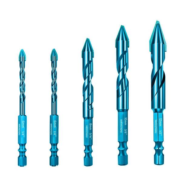 【特価商品】5個入りセット 12MM 10MM 硬質合金 8MM 陶器・ガラス・タイル用ドリルビット 6MM 6MM (ブルー)
