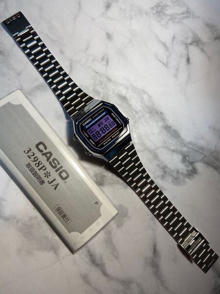 新品!★カスタム★【送料無料】CASIO A168WA-1 パープル液晶 ELバックライト搭載 チープカシオ カスタム タイメックス ALBA 好き必見!