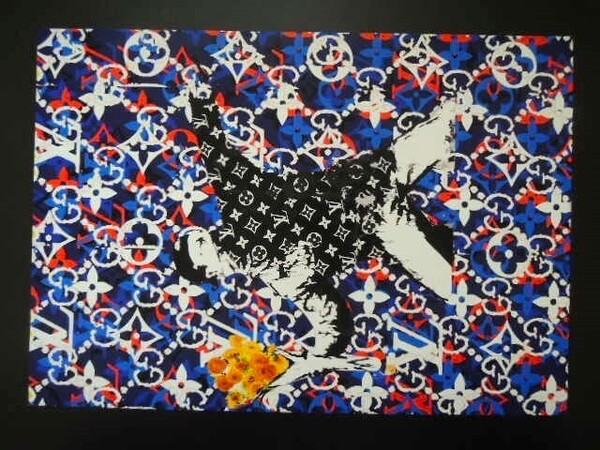 A4 額付き ポスター banksy フラワーボンバー 花束 ゴッホ ひまわり LV フォトフレーム