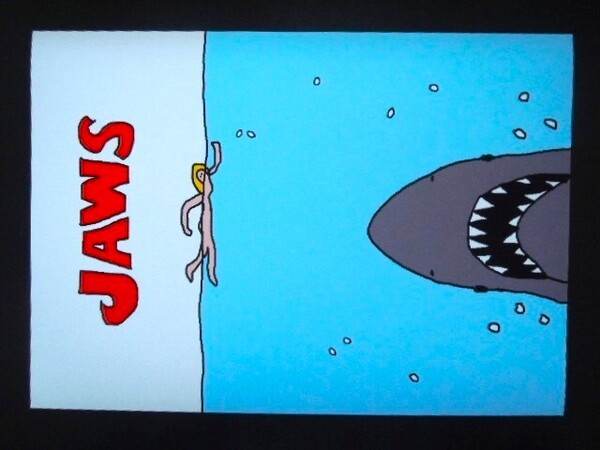 A4 額付き ポスター JAWS ジョーズ 鮫 サメ 海 スピルバーグ 映画 ファミコン 8bit アート