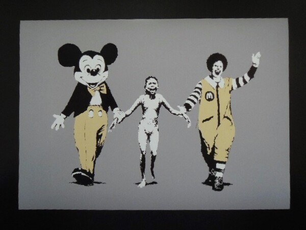 A4 額付き ポスター Banksy Napalm バンクシー ナパーム 少女 ミッキー ドナルド