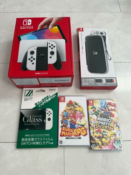 【送料無料】【美品】◆Nintendo Switch/ニンテンドースイッチ☆有機ELモデル☆ホワイト/スーパーマリオパーティジャンボリー、マリオRPG