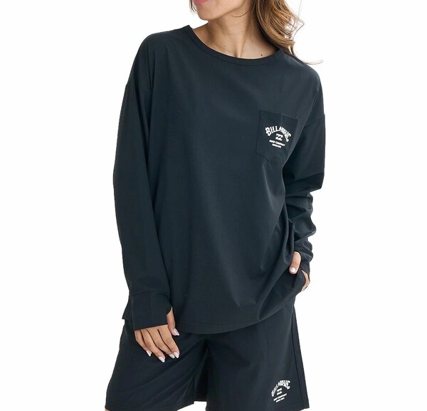 ★送料無料★2025春夏 新品【BILLABONG/ビラボン】【水陸両用】RASH LS TEE 長袖ラッシュガード BLK レディースL BF01C868
