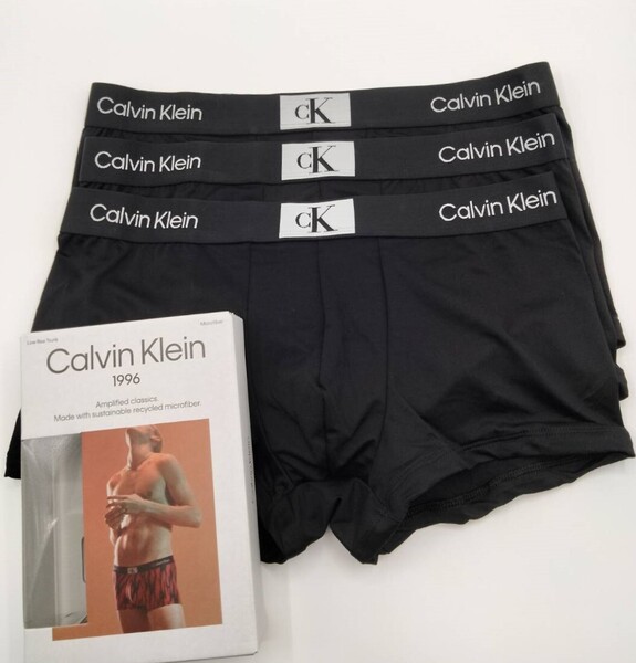 【Lサイズ】Calvin Klein1996(カルバンクライン) ローライズボクサーパンツ ブラック 3枚セット メンズボクサーパンツ 男性下着 NB3532
