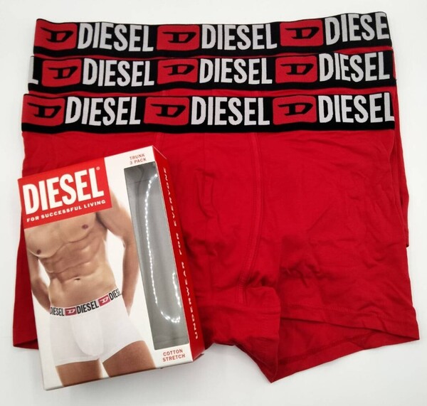 【Mサイズ】DIESEL(ディーゼル) ローライズボクサーパンツ レッド 3枚セット メンズボクサーパンツ 男性下着 00ST3V