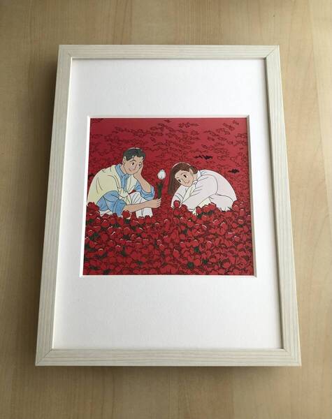 kj ★額装品★ わたせせいぞう チューリップ 貴重イラスト A4サイズ額入り ポスター風デザイン 花 漫画 ロマンチック 記念日