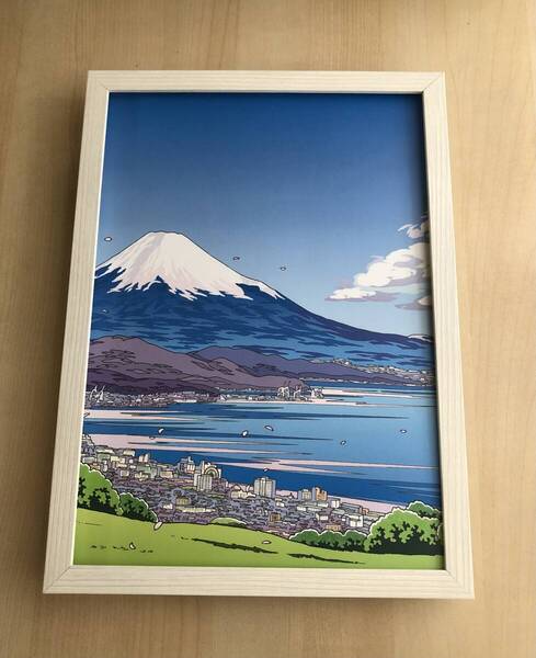 kj ★額装品★ わたせせいぞう 富士山 貴重イラスト A4サイズ額入り ポスター風デザイン 海 風景画 漫画