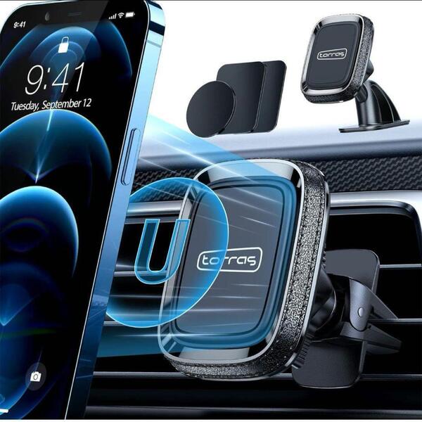 車載ホルダー スマホホルダー マグネット 携帯電話ホルダー 全機種対応 車用 車内 スマホスタンド 磁石 強力 360°回転