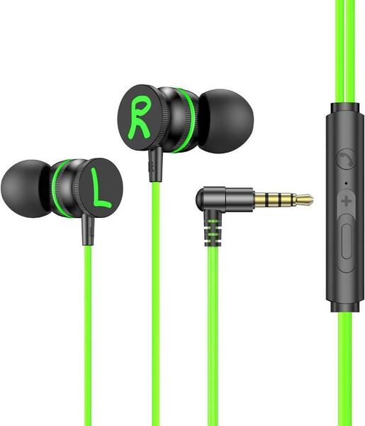 イヤホン 有線 イヤフォン マイク付き HIFI 重低音 通話対応 音量調整 磁気 グリーン 絡み防止 高遮音性 カ ナル型 ゲーミング