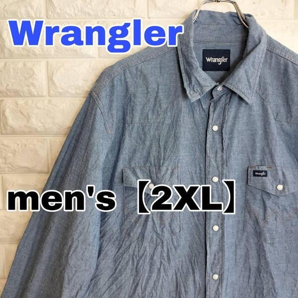 C959【Wrangler】長袖シャツ【メンズ2XL】ブルー系