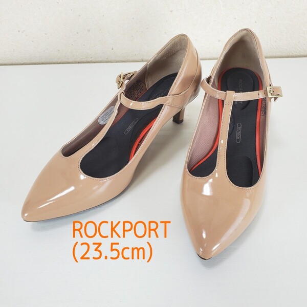 ROCKPORT ロックポート トータルモーション TRUTECH パテントレザー Tストラップ ポインテッドトゥパンプス ローヒール エナメル(23.5cm)