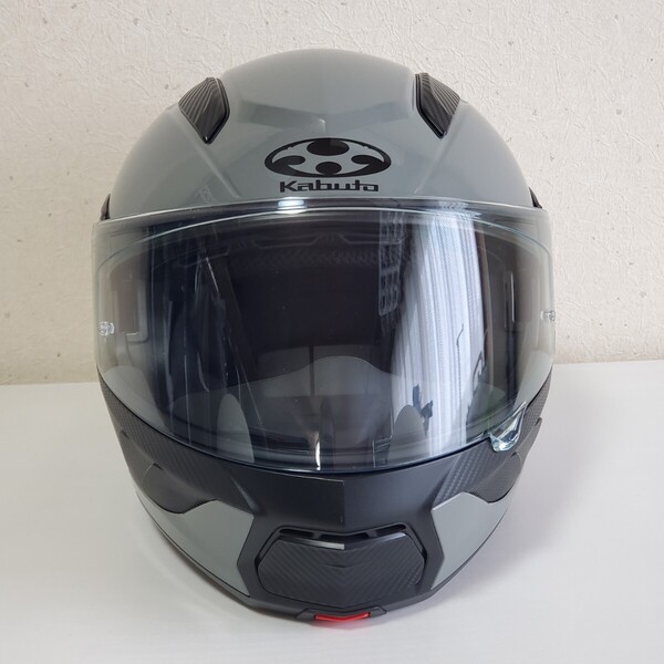 美品◆OGK KABUTO オージーケーカブト RYUKI リュウキ インナーバイザー付 システムヘルメット Mサイズ(57-58㎝) グレー/カーボン