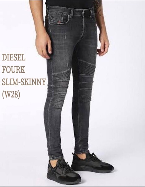 正規品◆美品 DIESEL ディーゼル FOURK SLIM-SKINNY グレーウォッシュ加工 ストレッチ スリムスキニー デニムパンツ バイカー(W28 L30)