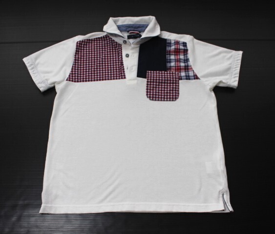 美品*TAKA:Q*タカキュー*赤×紺×白*チェック柄*メンズ*半袖*ポロシャツ*M*胸囲88-96*身長165-175