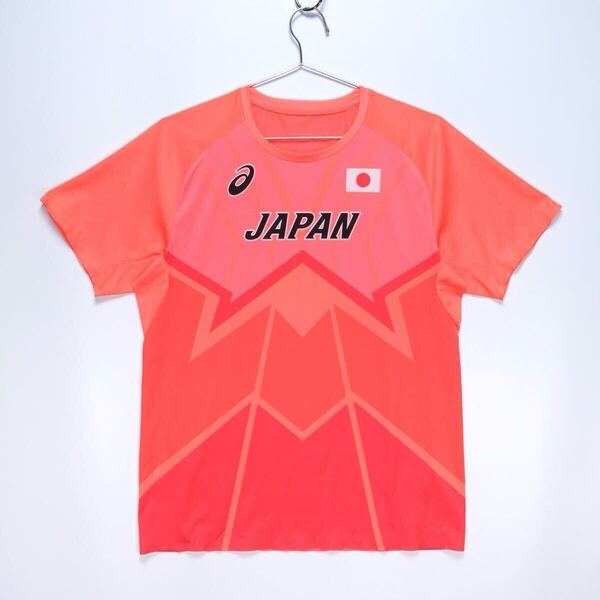 【送料無料】asics(アシックス)/陸上日本代表 オーセンティック半袖シャツ/Tシャツ/2091A590/サンライズレッド/XLサイズ