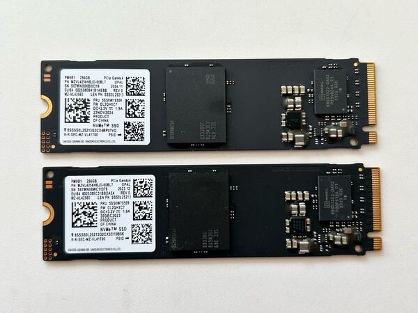 二個セット SAMSUNG PM9B1 M.2 2280 NVMe SSD 256GB PCIe Gen4 MZVL4256HBJD 合計512GB 未使用に近い