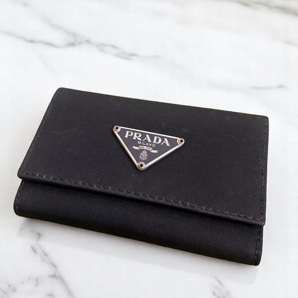 PRADA プラダ ナイロンレザー キーケース 黒 サフィアーノ ブラック