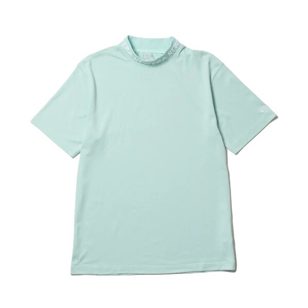 ★新品★ NEWERA GOLF 半袖 ミッドネック モックネック ジャカードロゴ ビーチキスブルー XLサイズ ゴルフ 吸汗速乾