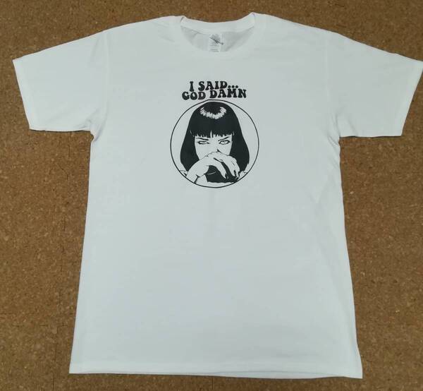 パルプフィクション・ユマサーマン・プリントTシャツ・白・XL