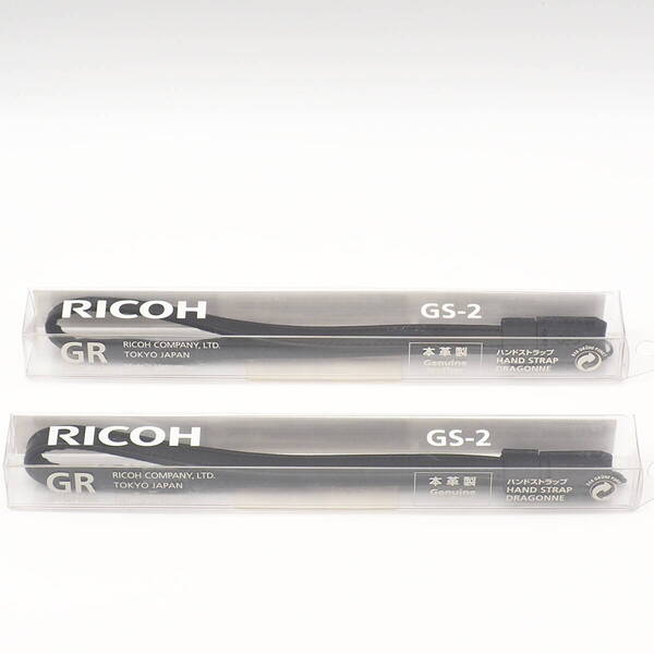 2本セット RICOH ハンドストラップ GS-2 ブラック 高級感ある本革製1点吊りハンドストラップ 型押しロゴ GR IIIx GR III GR II GRシリーズ
