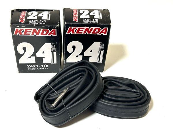 【送料無料特価】KENDA 24×1-1/8 ブチルチューブ 仏式バルブ長32mm 新品2個セット《24インチチューブ/車椅子用/ETRTO28-540》