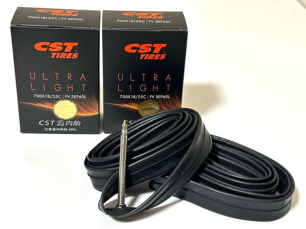 【送料無料超特価】実測68g CST UltraLight 700×18-25C 仏式60mmバルブ 新品2個セット《軽量チューブ》