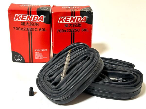 【送料無料特価】KENDA 700×23-25Cチューブ 仏式バルブ長60mm 新品2個セット《60mmロングバルブ/並行輸入品》