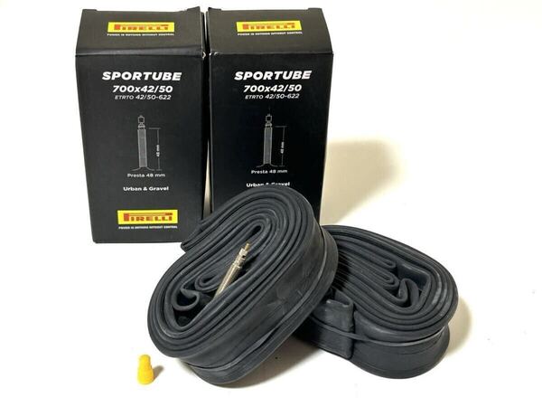 【送料無料特価】PIRELLI Sportube 700×42-50C 仏式バルブ長48mm 新品2個セット《ピレリ/グラベルロード/クロスバイク》