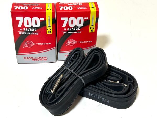【送料無料特価】CHAOYANG ブチルチューブ 700×23-32C 仏式バルブ長48mm 新品2個セット《チャオヤン/700C/27インチ》