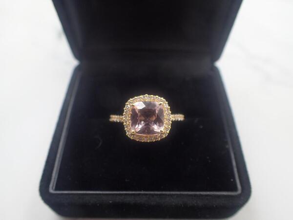 【0.41ct】K18 ダイヤモンドリング モルガナイト